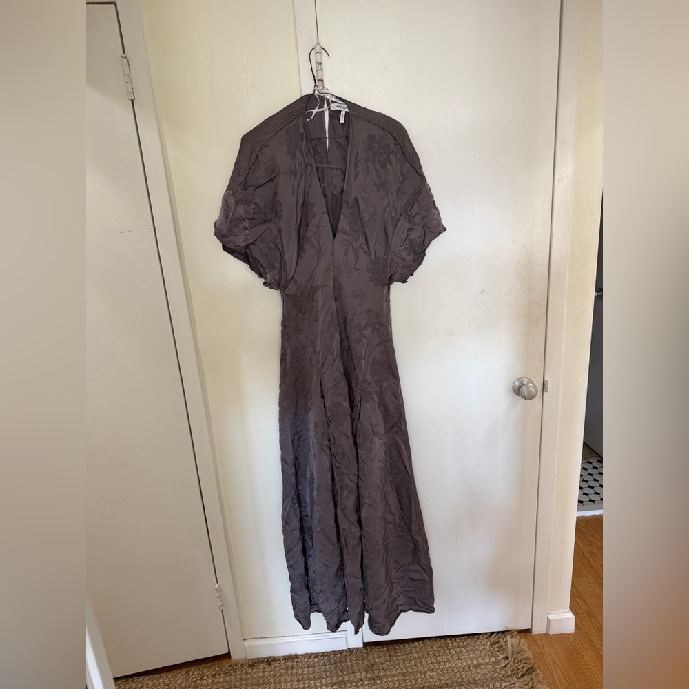 Satin Gray Maxi Dress